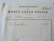 1931 Hôtel Monte-Carlo Palace Menu Cartonné + Menu Restaurant - Monte-Carlo