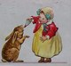 Cpa Gaufrée ENFANT Petite Fille Et Lapin PARTAGE DE BIBERON , 1915 , GIRL FEEDING BUNNY . MILK BOTTLE  Embossed Old Pc - Easter