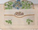 Cpa 2 Scans Carte Vive Saint St Eloi Soie Brodée Enveloppe Petite Fleurs Bleues Gaufrée Circulé 1927 Reckem Belgique - Brodées