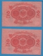 DEUTSCHES REICH LOT 2x 2 Mark 12.08.1914	No 29.245389+90 P# 55 DARLEHENSKASSENSCHEINE - Altri & Non Classificati