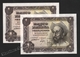 Banknote Spain -  1 Peseta – November 1951 – Don Quijote – Correlative Pair - Condition UNC - Pick 139a - 5 Pesetas