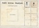 CARTE ADHERENT PARTI SOCIAL FRANCAIS 1937 - Documents Historiques