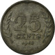 Monnaie, Pays-Bas, Wilhelmina I, 25 Cents, 1942, TTB, Zinc, KM:174 - 25 Centavos