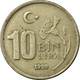 Monnaie, Turquie, 10000 Lira, 10 Bin Lira, 1998, TB+, Copper-Nickel-Zinc - Turquie