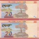 PAREJA CORRELATIVA DE BOLIVIA DE 20 BOLIVIANOS DEL AÑO 2018 SIN CIRCULAR-UNCIRCULATED (BANKNOTE) COCODRILO - Bolivia