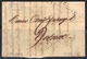 Jarnac (Charente) : DEB. 15/JARNAC.CHARENTE En Rouge + Manuscrit "fausse Direction" Sur LAC, 1828, Signée Baudot. - 1701-1800: Précurseurs XVIII