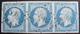 R1530/22 - NAPOLEON III (SUPERBE BANDE DE 3 TIMBRES) N°14A NUANCE BLEU CIEL - LPC - 1853-1860 Napoléon III