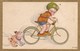 CARTE FANTAISIE. HUMOUR . ENFANT COUREUR CYCLISTE AIDE PAR LE SOUFFLE DE SON CHIEN - Scènes & Paysages