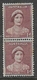 Australia, GVIR, 1942, 1 D Maroon, Coil Pair,  MNH ** , Gum Tone - Nuovi