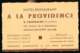 CARTE DE VISITE, "A LA PROVIDENCE", HOTEL-RESTAURANT, E. TOUSSAINT, PROPRIETAIRE, NEUVILLE-LES-DIEPPE (SEINE-MARITIME) - Cartes De Visite