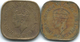 Ceylon - George VI - 1943 - 5 Cents (KM113.1) & 1944 (KM113.2) - Sri Lanka
