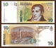 Argentina P354, 10 Pesos, Gen Manuel Belgrano / Monument Of The Flag UNC $7CV - Argentina