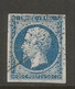 1860 – N° 14B (Type II) – Bleu – Pointillés Fins (RR) - Beau Timbre - 1853-1860 Napoleon III