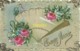 Bonne Année, Superbe Carte En Celluloide Peinte Main, éventail, Pivoines, Myosotis Et Paillettes - Anno Nuovo