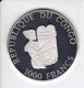 MONEDA DE PLATA DE REPUBLICA CONGO DE 1000 FRANCS DEL AÑO 1994 MAMUT (SILVER-ARGENT) ELEFANTE-ELEPHANT - Congo (República Democrática 1998)