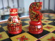 Chess Exclusive, Wooden Carved (set), Hand-painted In The Style Of Mezen Painting. 1980-ies, Soviet Union, Russia. - Personaggi