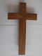 Grand Crucifix Christ En Croix à Accrocher. Bois, Métal Argenté. Hauteur 35 Cm.12. - Religione & Esoterismo