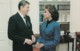 US President Reagan Meets Vanessa Williams 1983 Miss America, C1980s Vintage Postcard - People