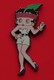 Modern Enamel Pin Badge Betty Boop Character White Dress Red Headband Green Leaf In Hair - Celebrities