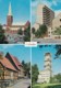 AM30 Aarhus Multiview Postcard Inc Cathedral, Library, Town Hall - Denmark