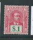 Sarawak 1928 $1 Charles Vyner Brooke Watermarked Attractive Mint - Sarawak (...-1963)