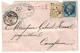 1866 - LETTRE CHARGÉ De CARCASSONNE AFFRANCHIE À 30c Avec TIMBRES NAPOLEON N° 21 + 22 GC 732 GRIFFE CHARGEMENT AU DOS - 1862 Napoleon III