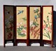 Petit Paravent Décoratif Peinture Sur Soie Chinoise - Décor D'oiseaux Et De Fleurs - Arte Asiatica