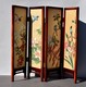 Delcampe - Petit Paravent Décoratif Peinture Sur Soie Chinoise - Décor D'oiseaux Et De Fleurs - Art Asiatique