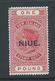 Niue 1918 - 1923 Overprints On  New Zealand QV Postal Fiscals 1 Pound Red MLH , Discoloured Corner Perf TL - Niue