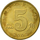 Monnaie, CHINA, PEOPLE'S REPUBLIC, 5 Jiao, 2002, TTB, Laiton, KM:1411 - Chine