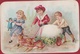 Old Chromo (Liebig Style) Gaufree Embossed Pasen Easter Egg Pacques Ostern Litho Lithographie Kinderen Enfants Children - Other & Unclassified