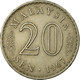 Monnaie, Malaysie, 20 Sen, 1967, Franklin Mint, TB, Copper-nickel, KM:4 - Malaysie