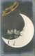 1 CPA 1928 Lune Yeux Homme Chats Sur La Lune Landor A.704 - Anniversaire