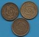 DEUTSCHES REICH LOT 3 X 10 REICHSPFENNIG 1925 - 1932  KM# 40 - 10 Rentenpfennig & 10 Reichspfennig