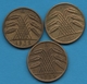 DEUTSCHES REICH LOT 3 X 10 REICHSPFENNIG 1925 - 1932  KM# 40 - 10 Rentenpfennig & 10 Reichspfennig