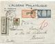 ALGERIE 2FR MERSON +1F25 LETTRE PAR AVION ALGER 1938 POUR SUISSE TAXE 10C BERNE + T 0.10 OR RARE - Lettres & Documents