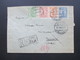 Rumänien 1928 Vierfarbenfrankatur / 4 Marken Einschreiben Brasov Central Recomandate Mit 8 Stempeln Nach Italien - Storia Postale