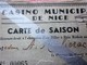 1940 WW2 CASINO MUNICIPAL NICE CARTE SAISON PRIX RÉDUIT THÉÂTRE Ticket Billet Entrée Entry Entrance-Biglietto D'ingresso - Tickets D'entrée