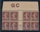 CR-59: FRANCE: Lot  Avec Millésime 0  Manchette GC Sur N°139**   (8 Timbres) - Millésime