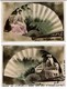 2 CPA Photo Montage Reutlinger Série 1482 - Actrices Femme Dans Un éventail - 1906 - 2 Scans - Autres & Non Classés