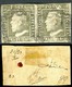 1859 OLD STATE ITALY SICILY 1 GR. COPPIA Oliva Grigiastro RITOCCO 89 CERTIFIED  SASS. 4e  PERFECT STAMPS - Sicilië