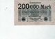 Billet De 200,000 Mark - En S U P - Le 9 Août 1923 - Uni Face - - 200 Mrd. Mark