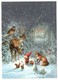 CHRISTMAS POSTCARD FINLAND - GNOME - FOREST ANIMALS - BIRDS / BULLFINCHES - Artist Signed: PARTANEN - 2015 - Autres & Non Classés