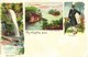 Trinidad B.W.I., Blue Basin Five Islands Scrusher 1899 Litho Multiview Postcard - Trinidad