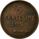 Monnaie, San Marino, 5 Centesimi, 1935, Rome, SUP, Bronze, KM:12 - San Marino
