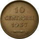 Monnaie, San Marino, 10 Centesimi, 1937, Rome, SUP+, Bronze, KM:13 - Saint-Marin