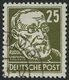 DDR 334zXI O, 1952, 25 Pf. Grauoliv Virchow, Wz. 2XI, Zeitgerecht Entwertet, Pracht, Kurzbefund Schönherr, Mi. 450.- - Other & Unclassified