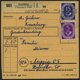 BUNDESREPUBLIK 134 VB BRIEF, 1954, 50 Pf. Posthorn Im Viererblock Rückseitig Mit 20 Pf. Zusatzfrankatur Auf Paketkarte A - Other & Unclassified