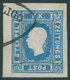 ÖSTERREICH BIS 1867 16a O, 1858, 1.05 Kr. Hellblau Mit Teilabschlag PIEVE DI SOLOGO, Voll-überrandiges Prachtstück, Foto - Oblitérés