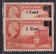 SURINAME 1950 Hulpuitgifte Zegels 1945 Overdrukt 1 / 7½ Cent Oranje Balk In 2 Delen Type I NVPH 284 C Postfris - Suriname ... - 1975